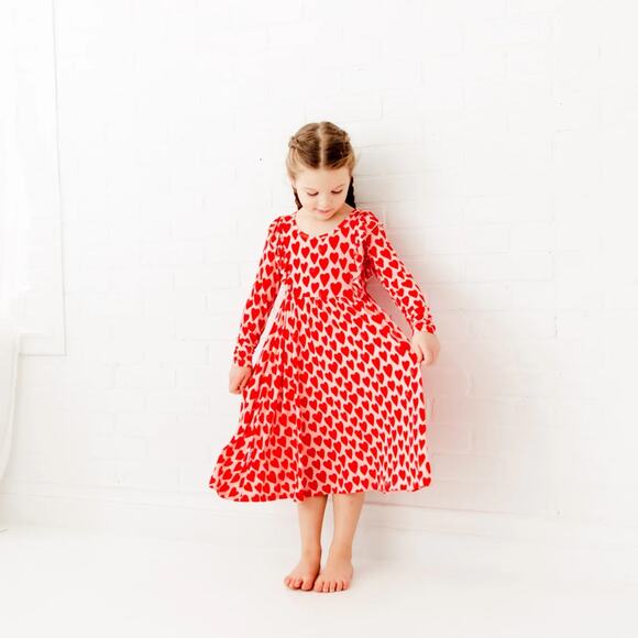 Dream Jamms Dreamiere Love to the Rescue Girls Red Heart Twirl Bamboo Dress 6 - Picture 1 of 4